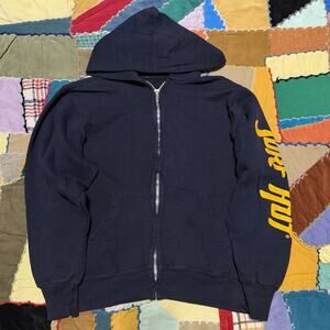 Vintage 90s Surf Hut YKK Zipper Navy Cropped Hoodie (Tagless) Medium